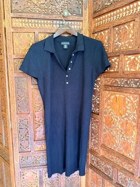 House of Harlow 1960 Black Ribbed Polo Shirt Dress